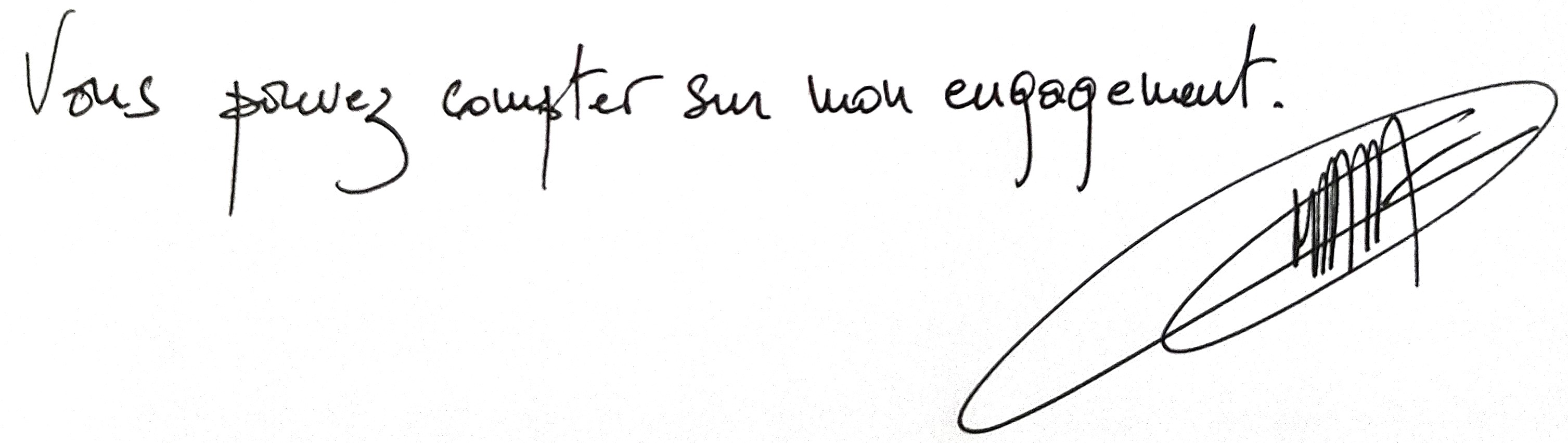 Vous pouvez compter sur mon engagement - Signature de Grégory Massamba